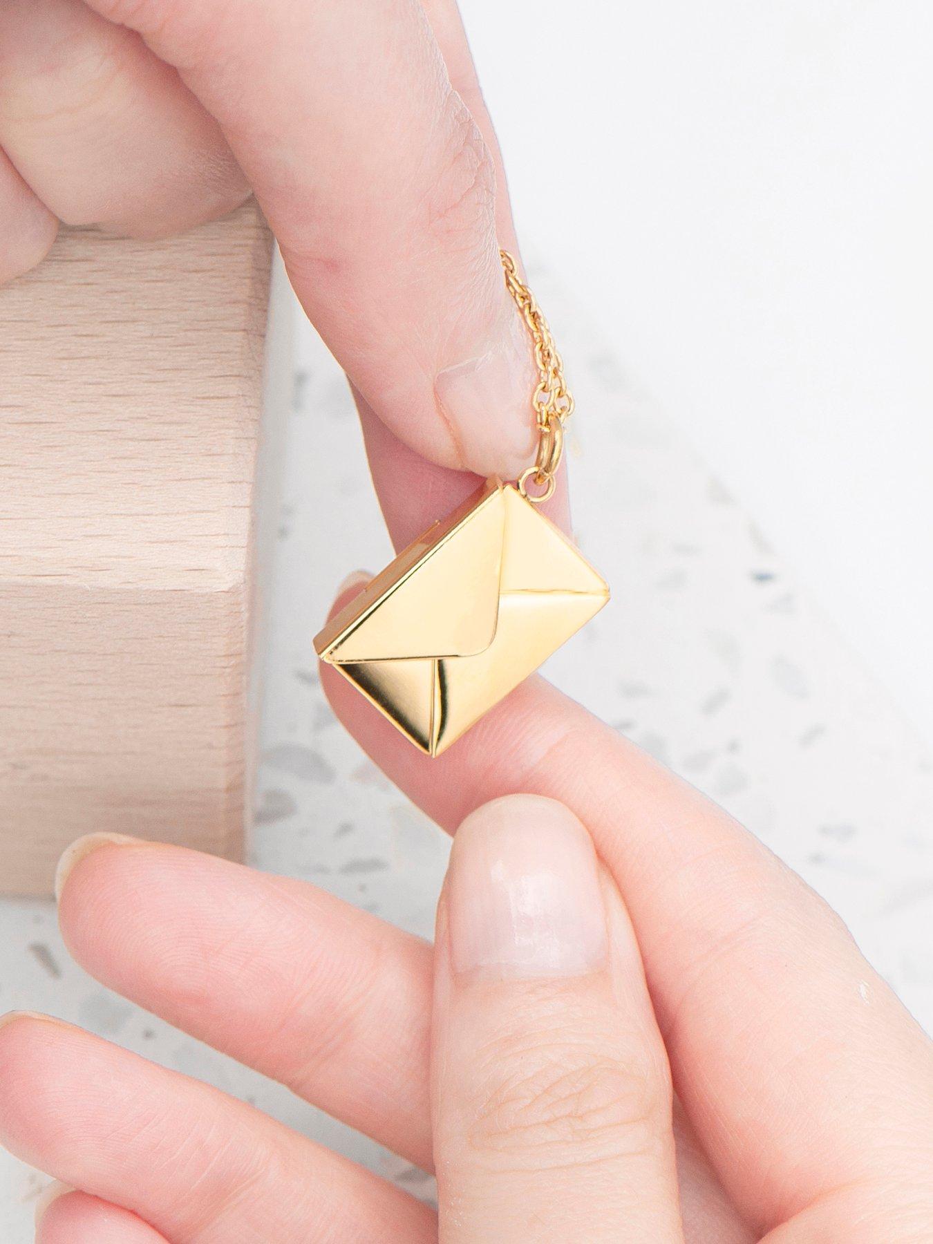 Image 2 of 5 of Treat Republic Personalised Secret Message Envelope Necklace - Gold