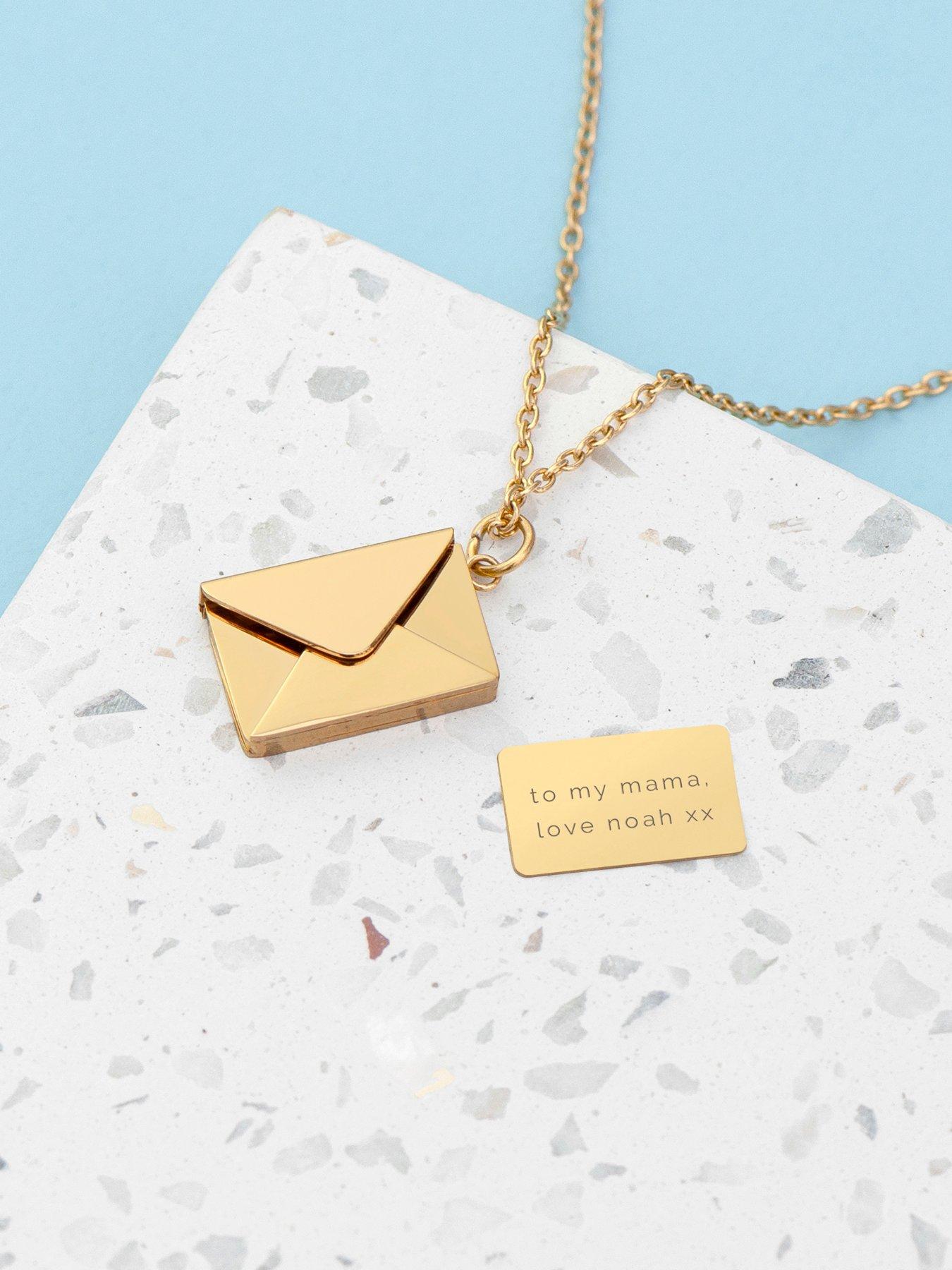 Image 3 of 5 of Treat Republic Personalised Secret Message Envelope Necklace - Gold