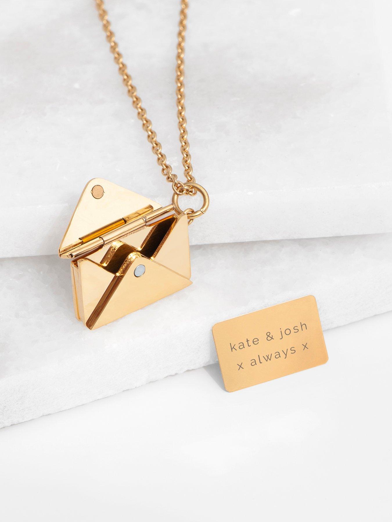 Image 4 of 5 of Treat Republic Personalised Secret Message Envelope Necklace - Gold