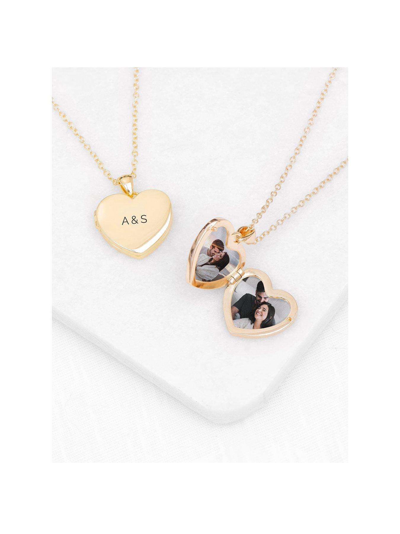 undefined Personalised Heart Photo Locket - Gold