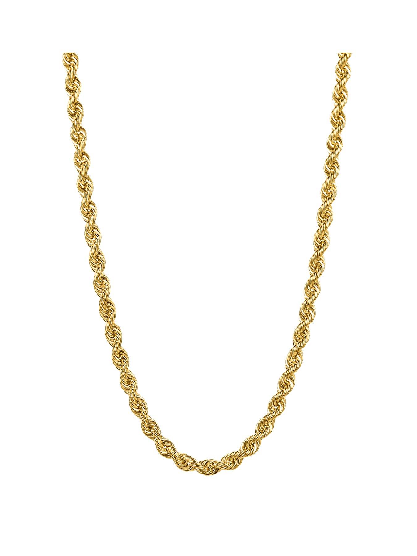 the-love-collection-9ct-yellow-gold-sterling-silver-bonded-rope-chain