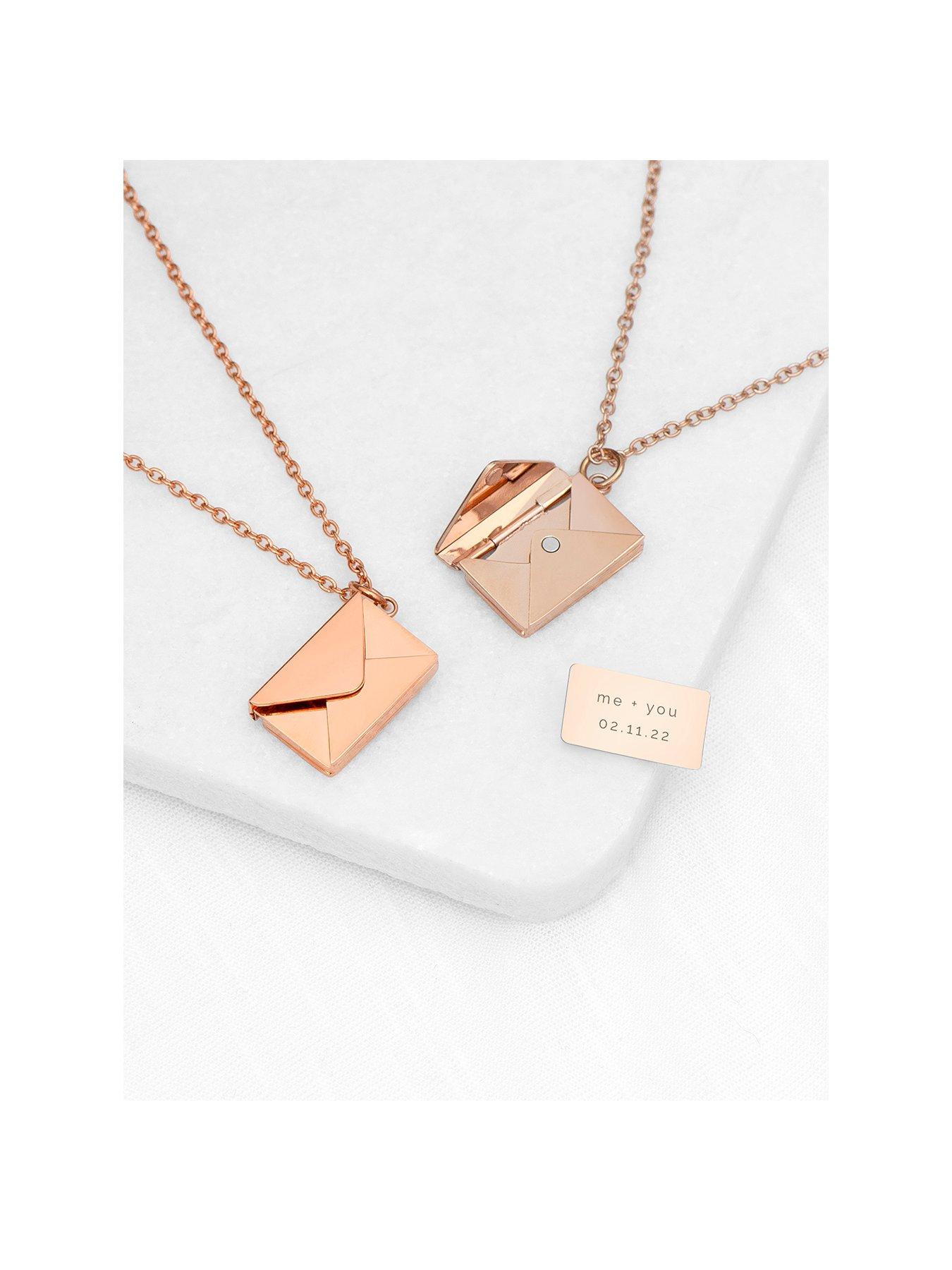 undefined Personalised Secret Message Envelope Necklace - Rose Gold