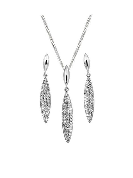 evoke-sterling-silver-crystal-drop-pendant-earrings-set