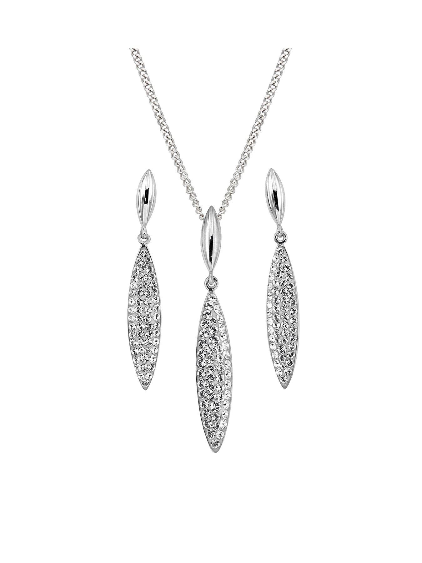 evoke-sterling-silver-crystal-drop-pendant-earrings-set