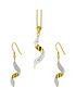  image of evoke-9ct-gold-plated-sterling-silver-crystal-swirl-hook-earring-and-pendant-set