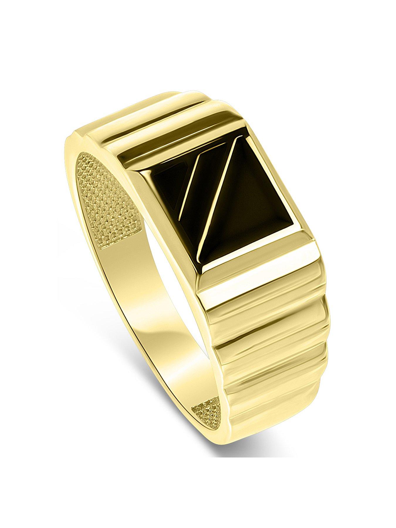 the-love-collection-mens-9ct-yellow-gold-black-enamel-square-gents-signet-ring
