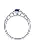  image of love-diamond-9ct-white-gold-oval-created-sapphire-and-010ct-diamond-ring