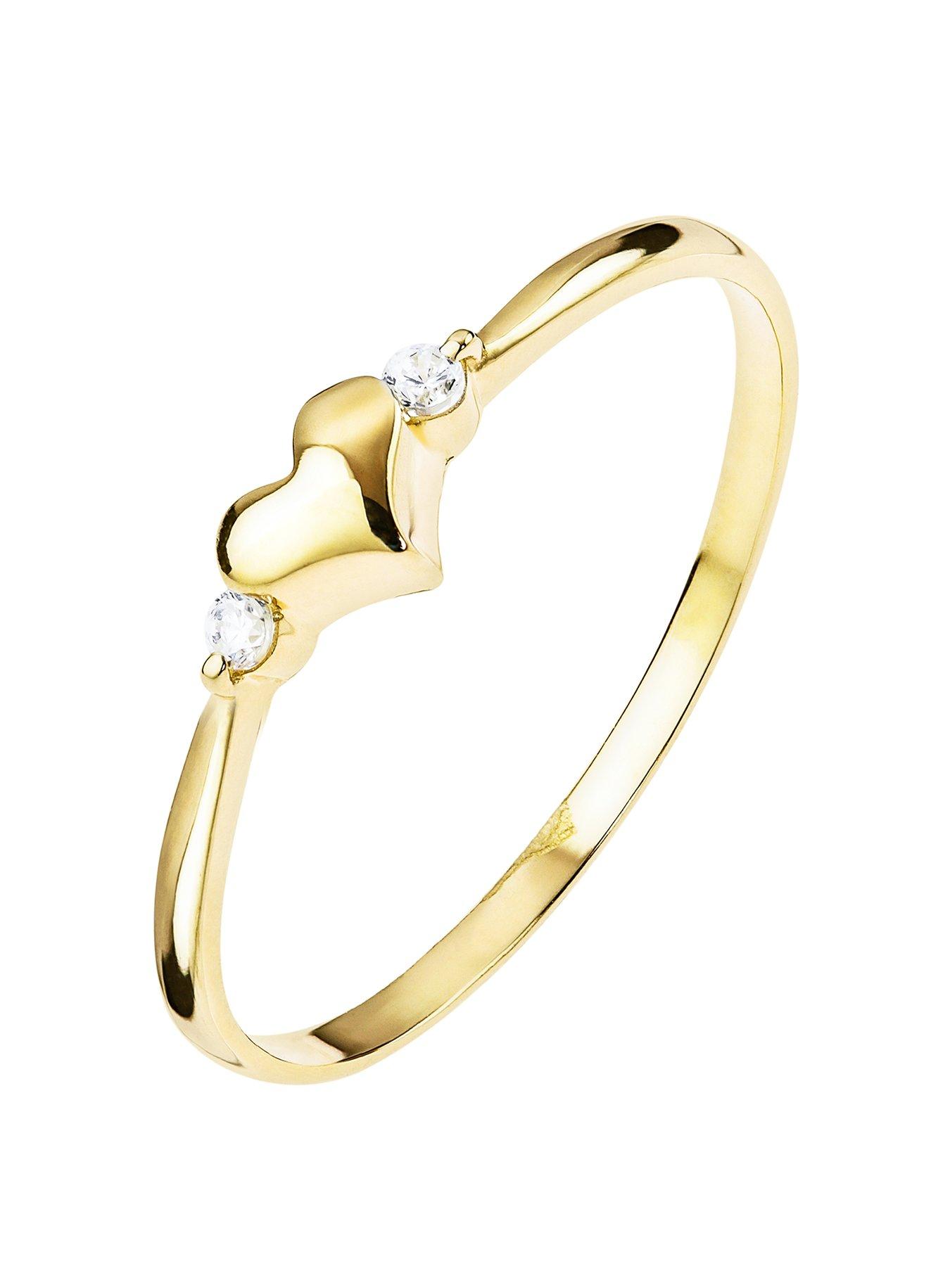  image of love-gold-9ct-yellow-gold-and-cubic-zirconia-delicate-heart-ring