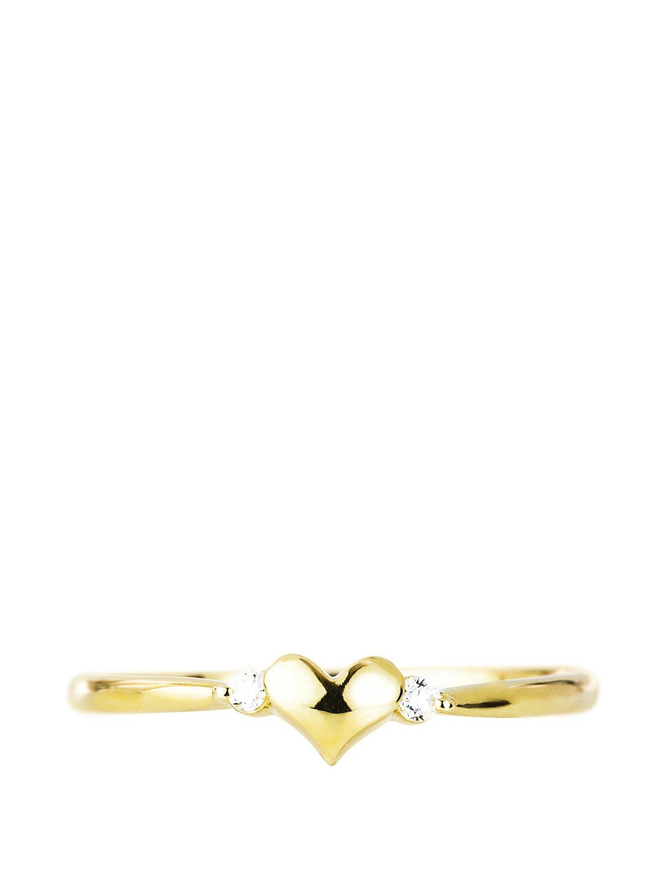  image of love-gold-9ct-yellow-gold-and-cubic-zirconia-delicate-heart-ring