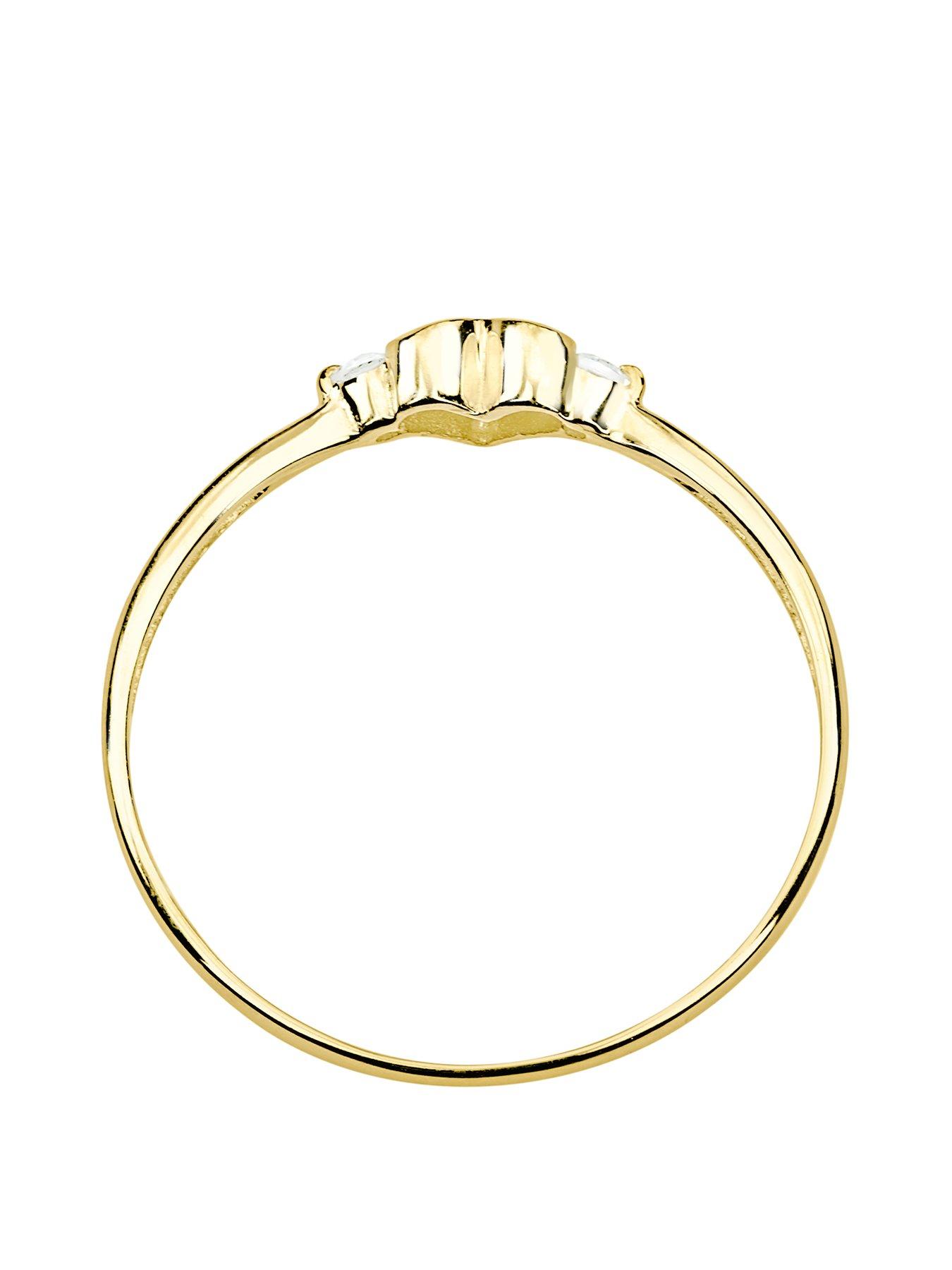  image of love-gold-9ct-yellow-gold-and-cubic-zirconia-delicate-heart-ring