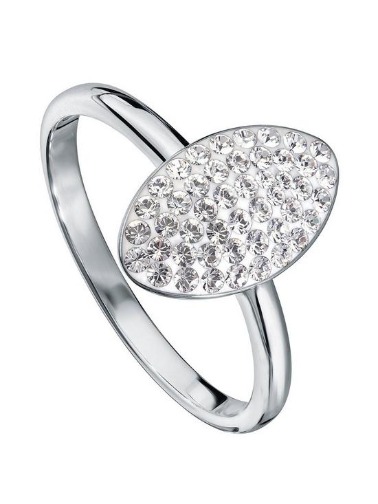 front image of evoke-sterling-silver-crystal-oval-ring