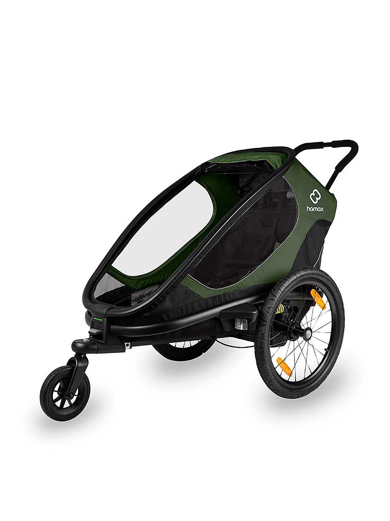  image of hamax-outback-one-child-bike-trailer-green-black