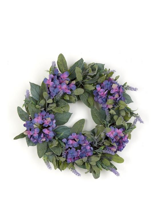 stillFront image of very-home-22-springnbsprattan-wreath-with-purple-hydrangeas