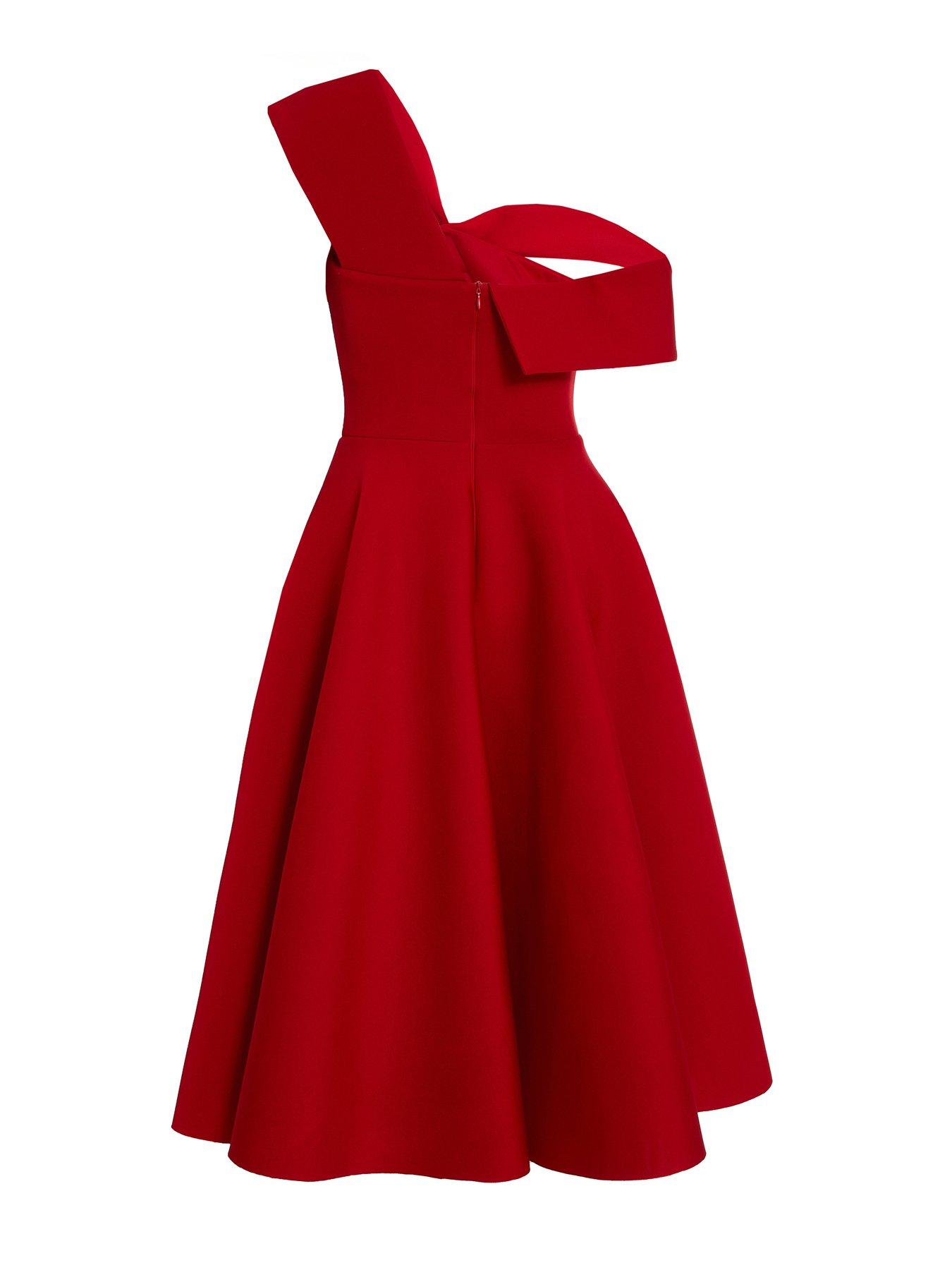 open lace back dress Auburn | Red Halter Skater Midi Dress