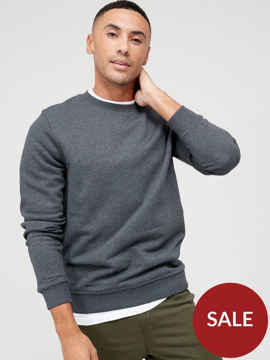 front image of very-man-essentials-crew-neck-sweat-charcoal