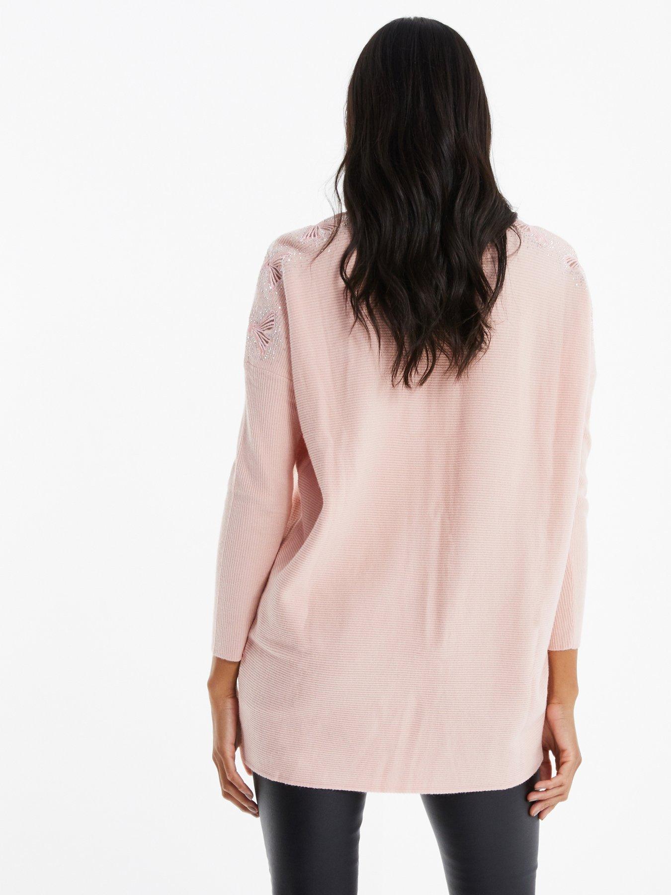 Quiz Light Knit Bow Jumper Light Pink