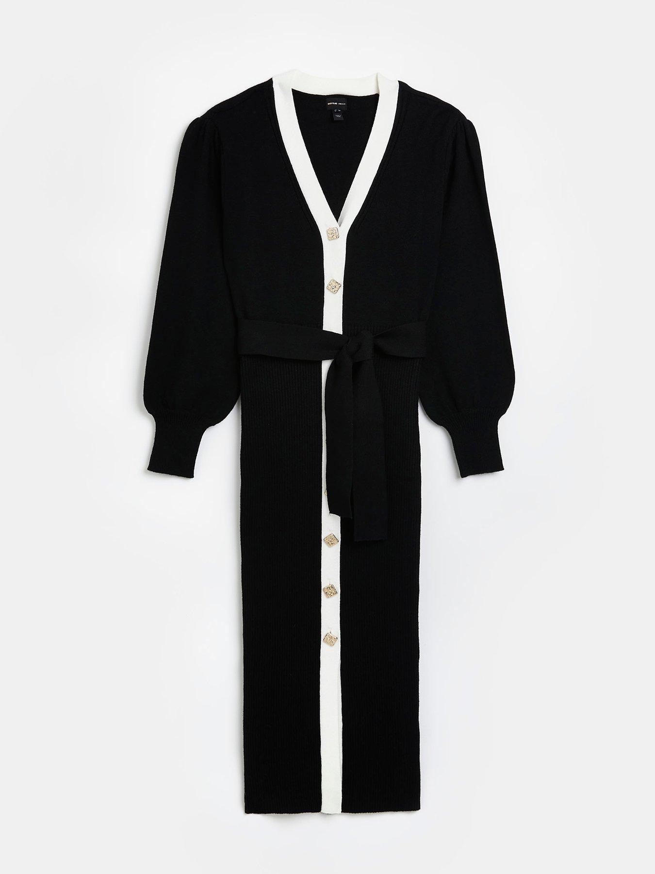  image of river-island-maxi-belted-cardigan-dress-black