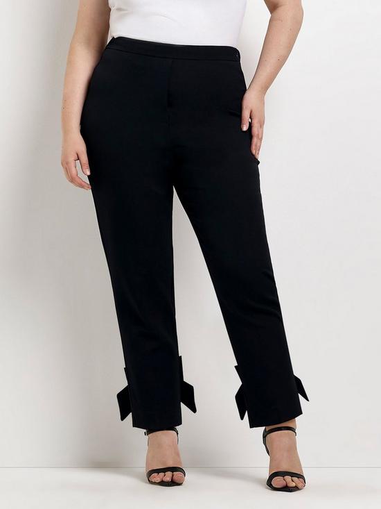 front image of ri-plus-bow-hem-cigarette-trouser-black