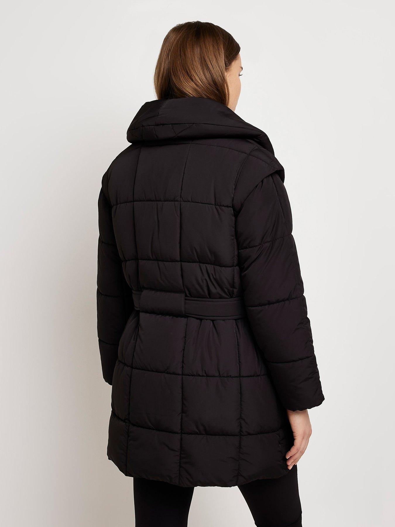 River island black padded on sale coat