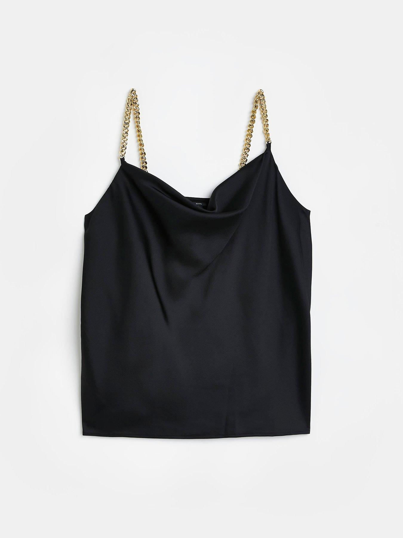  image of river-island-cowl-neck-trim-cami-black