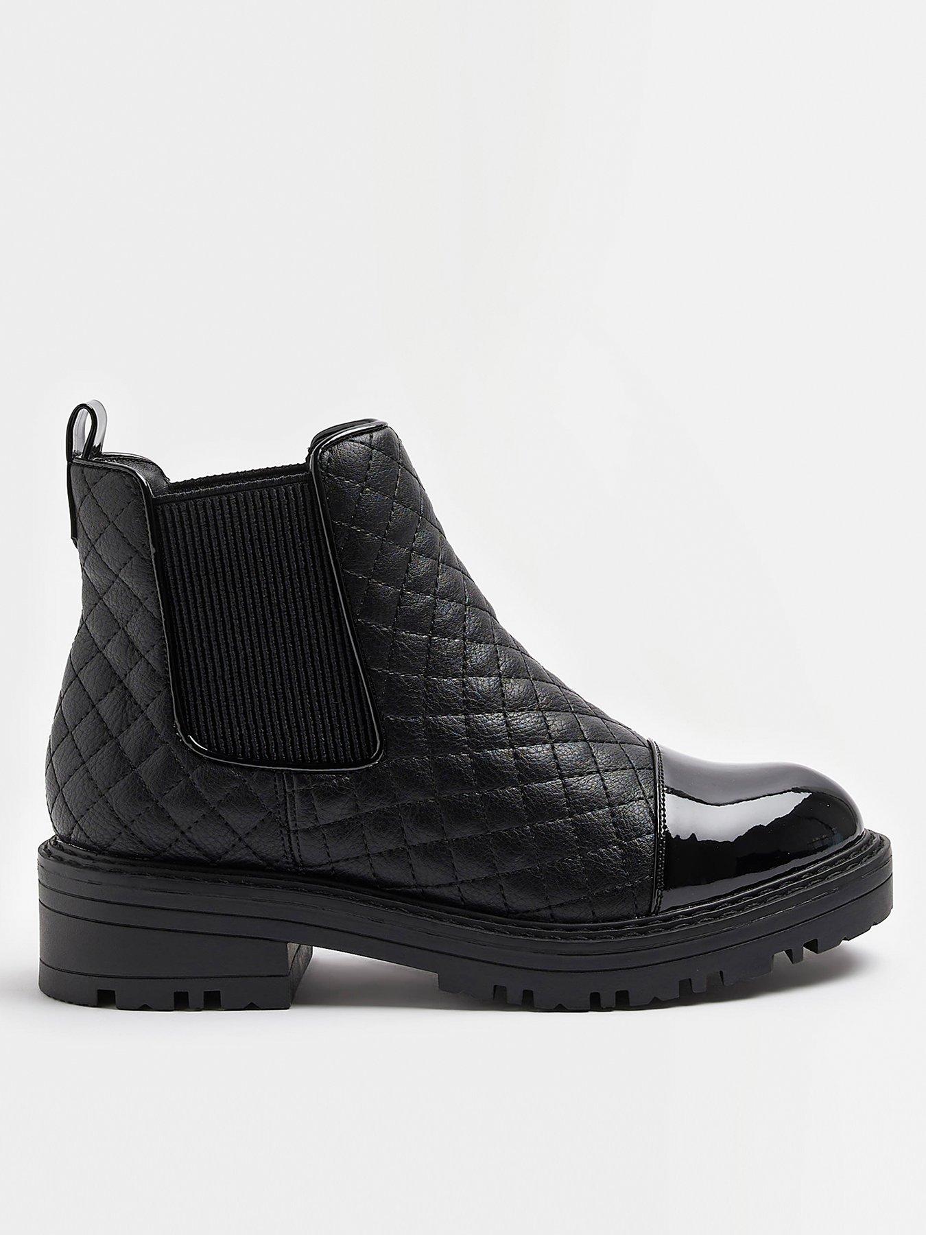 Wide Fit Quilted Chelsea Boot Black