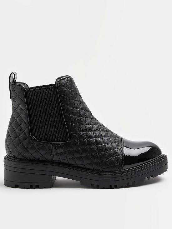 front image of river-island-quilted-chelsea-boot-black