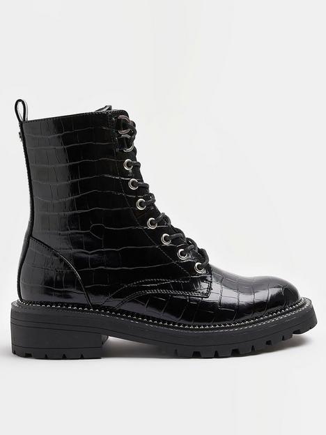 river-island-silver-rand-lace-up-boot-black