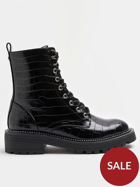 river-island-silver-rand-lace-up-boot-black
