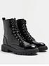  image of river-island-silver-rand-lace-up-boot-black