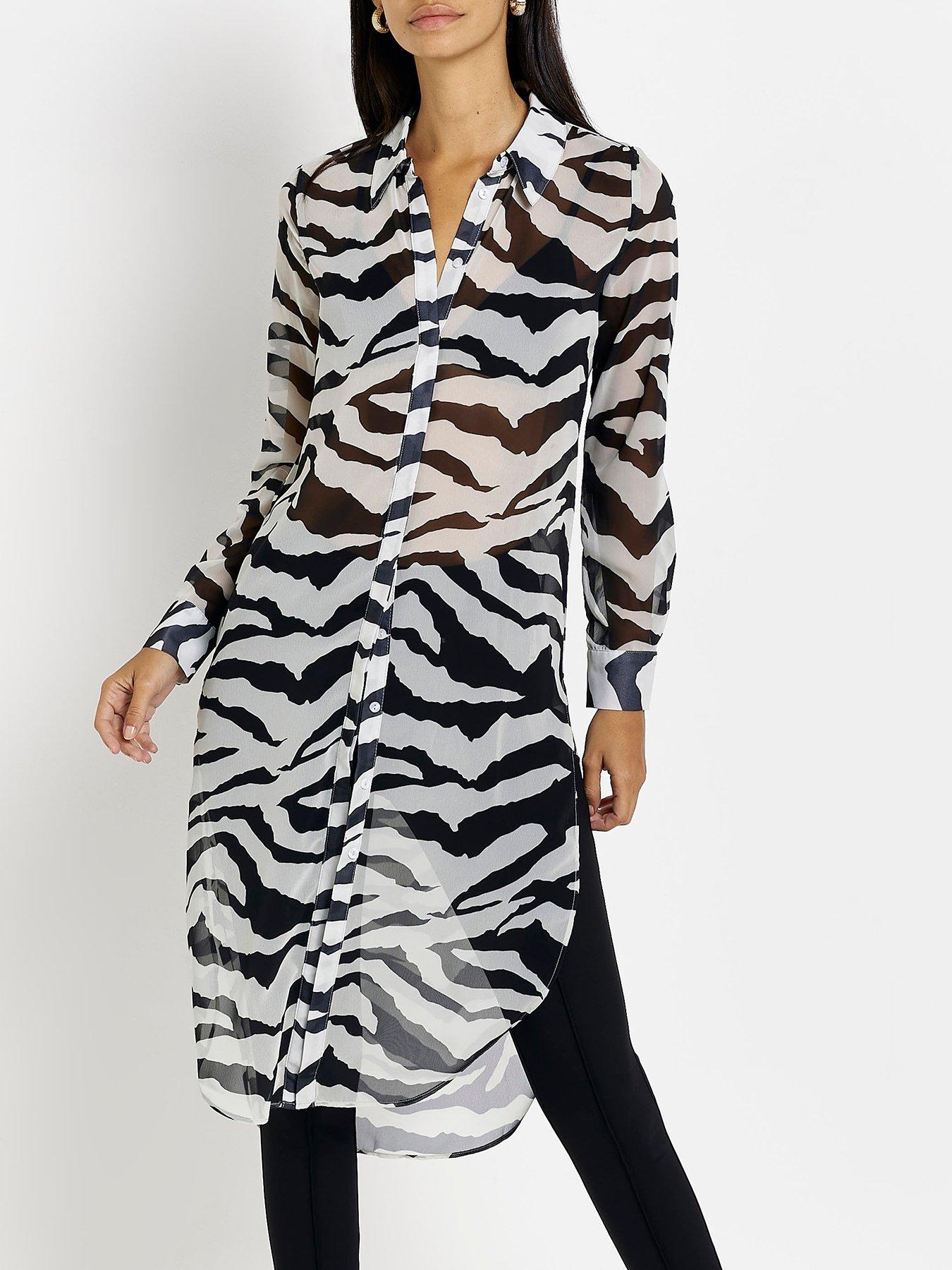 undefined Long Line Chiffon Shirt - Brown