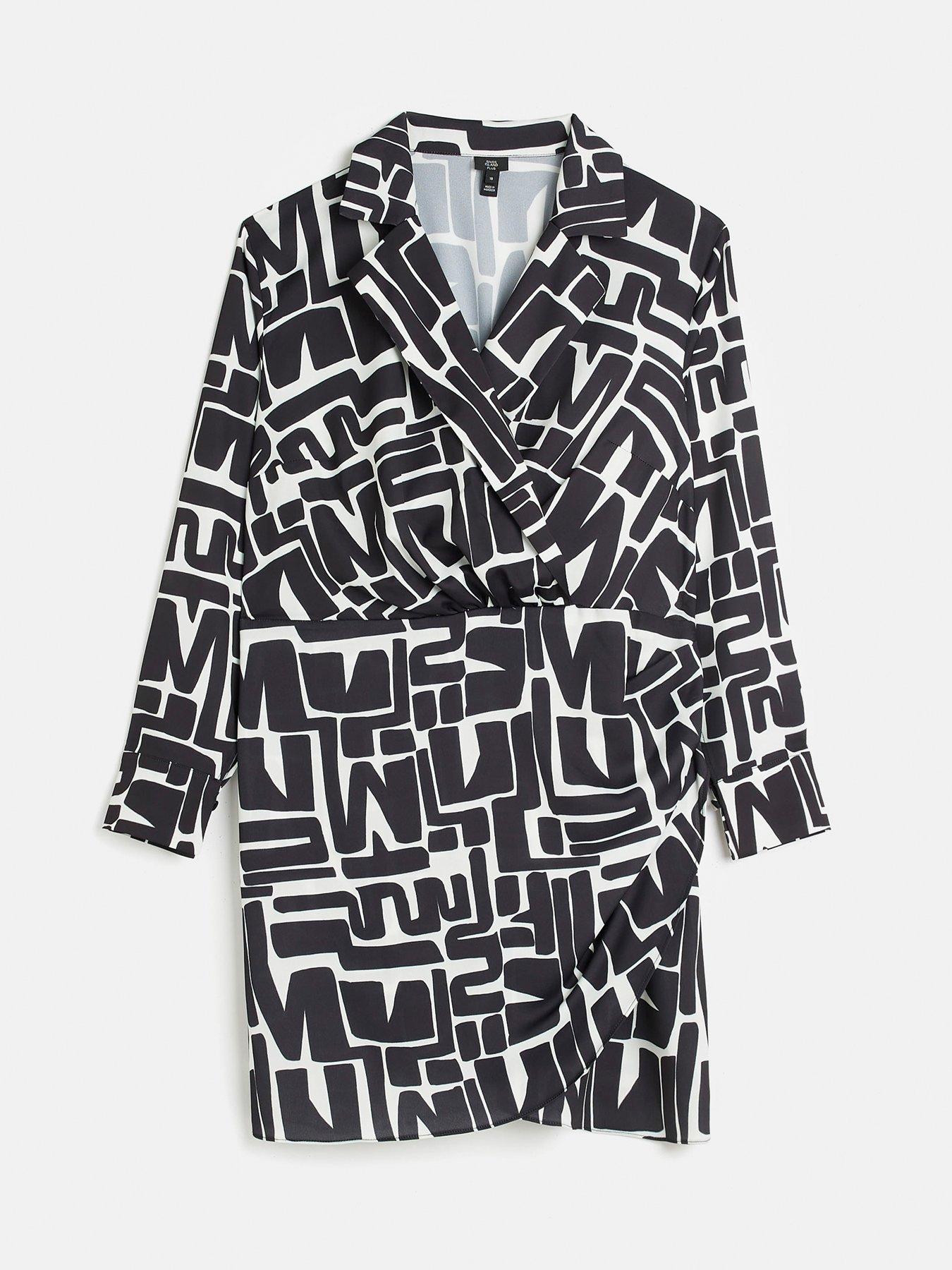  image of ri-plus-plus-printed-blazer-dress-black