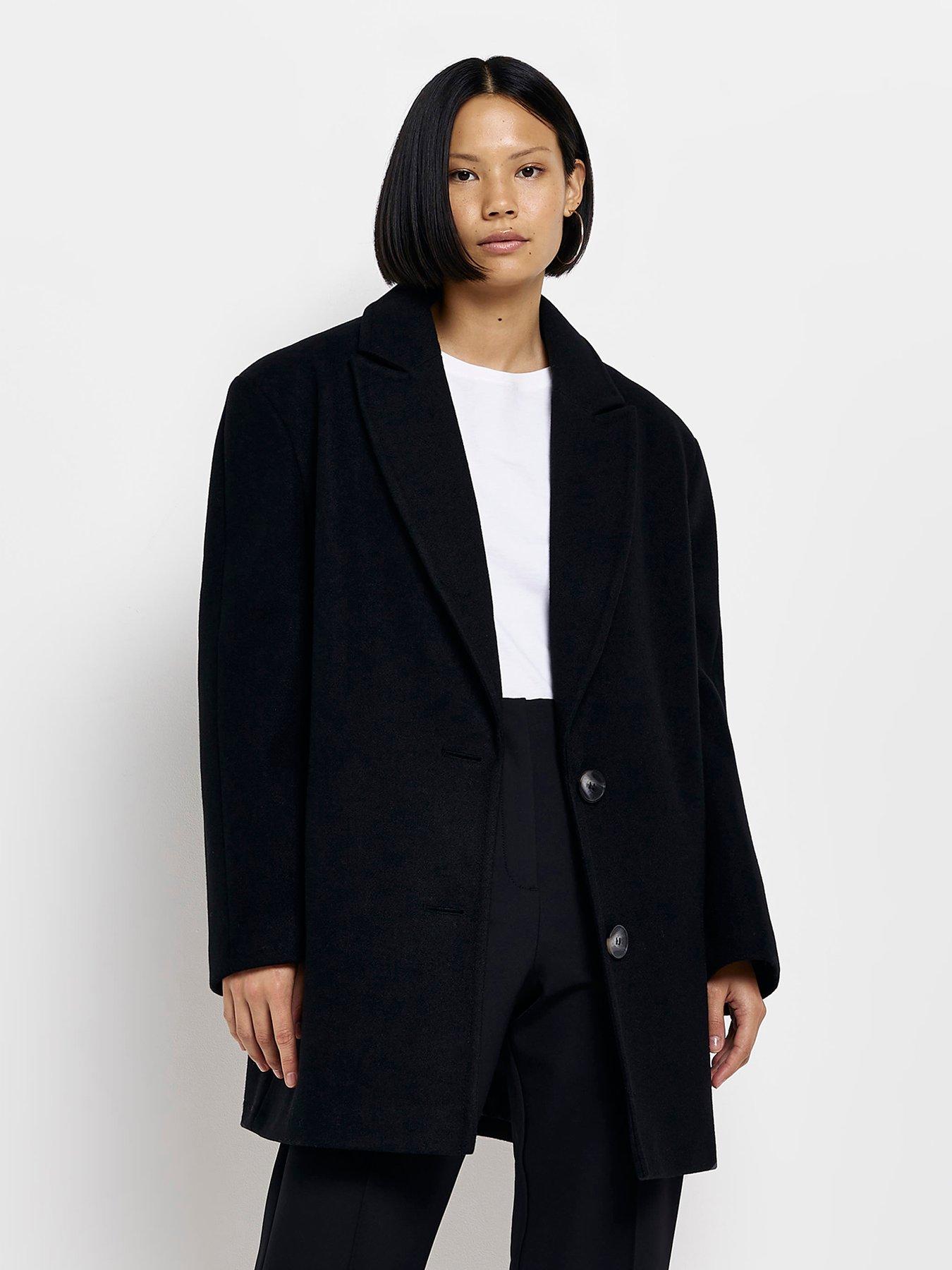 River island overcoat in on sale black