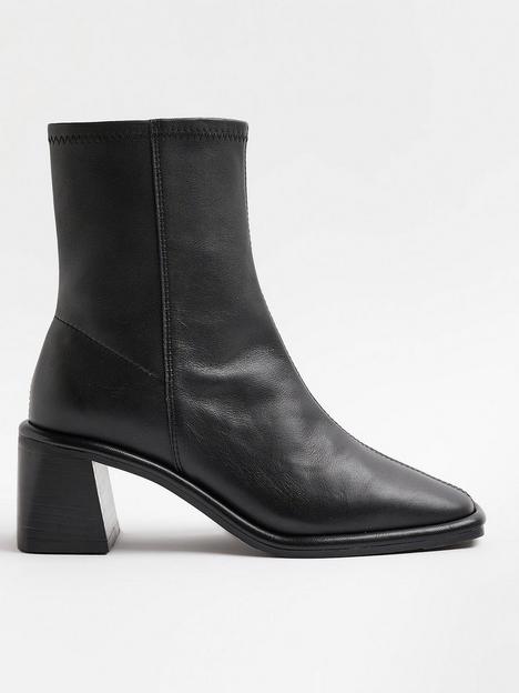river-island-block-heel-zip-sock-boot-black