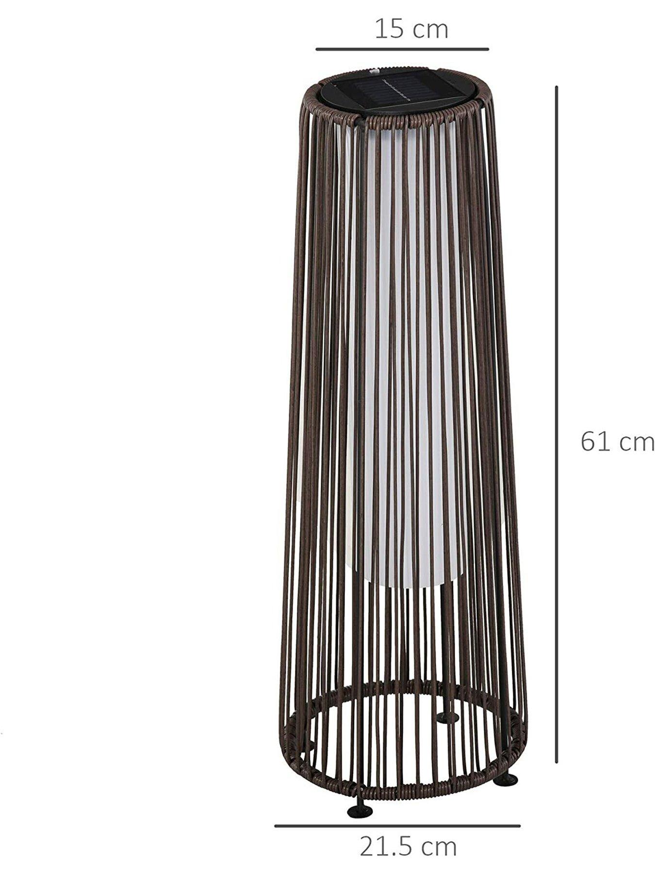  image of outsunny-patio-garden-solar-powered-lights-woven-resin-wicker-lantern-auto-onoff