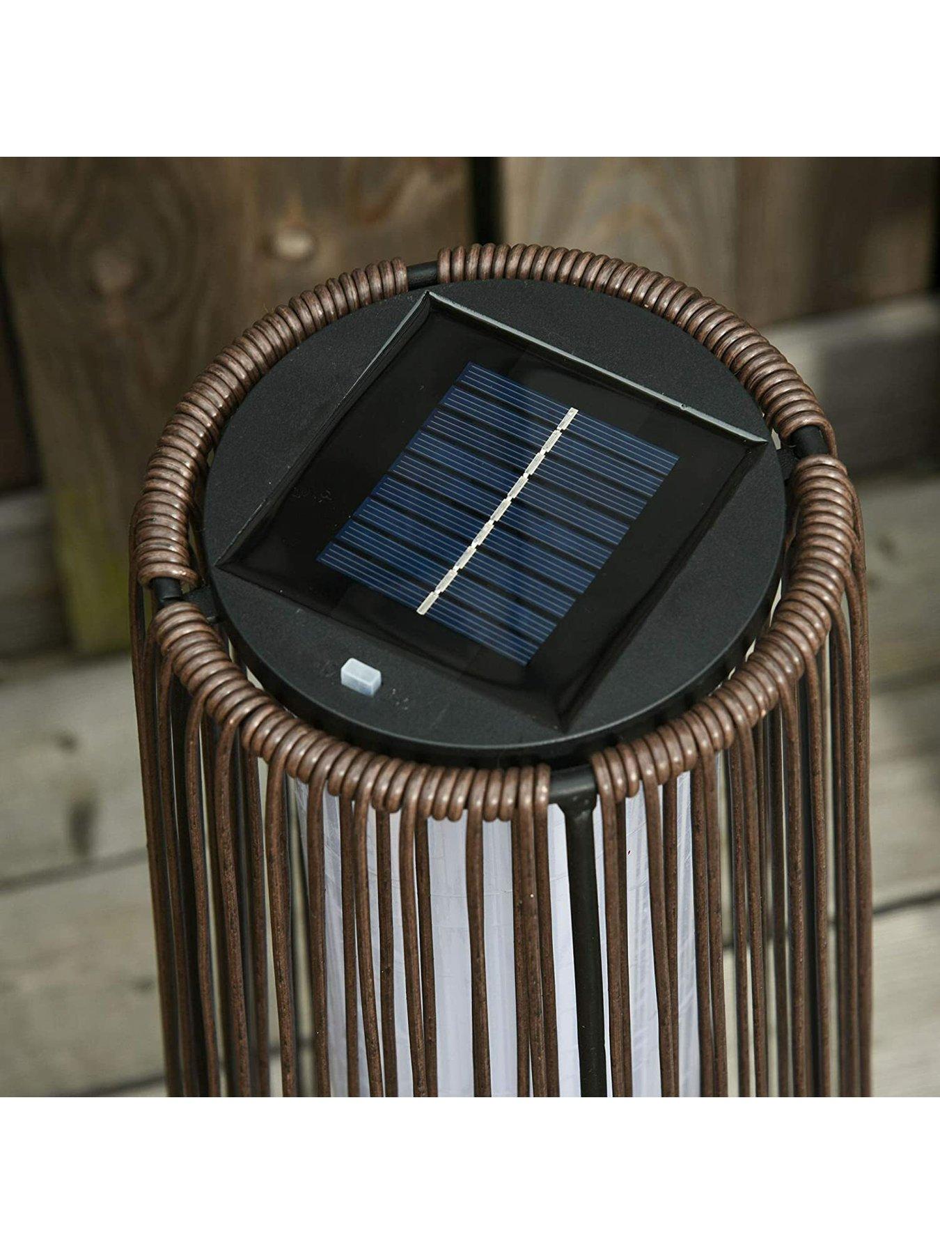  image of outsunny-patio-garden-solar-powered-lights-woven-resin-wicker-lantern-auto-onoff