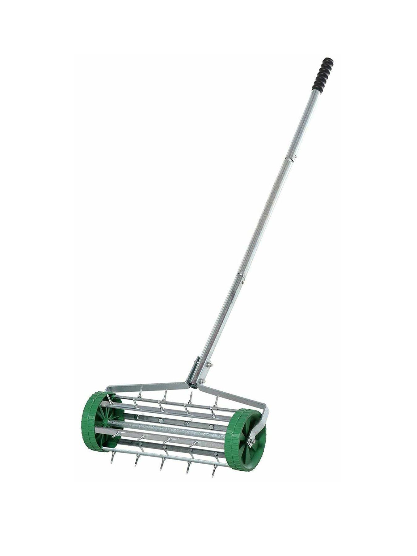 OutSunny Metal 5 Spike Lawn Aerator Roller Green littlewoods