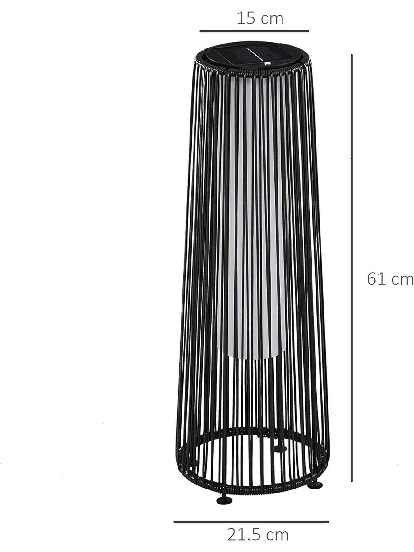  image of outsunny-patio-garden-solar-powered-lights-woven-resin-wicker-lantern-auto-onoff