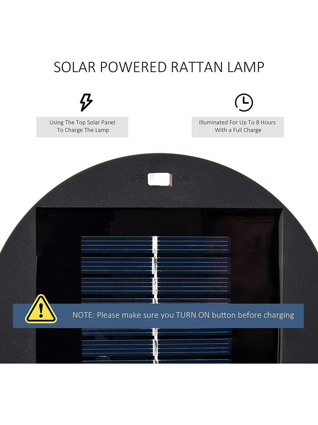  image of outsunny-patio-garden-solar-powered-lights-woven-resin-wicker-lantern-auto-onoff