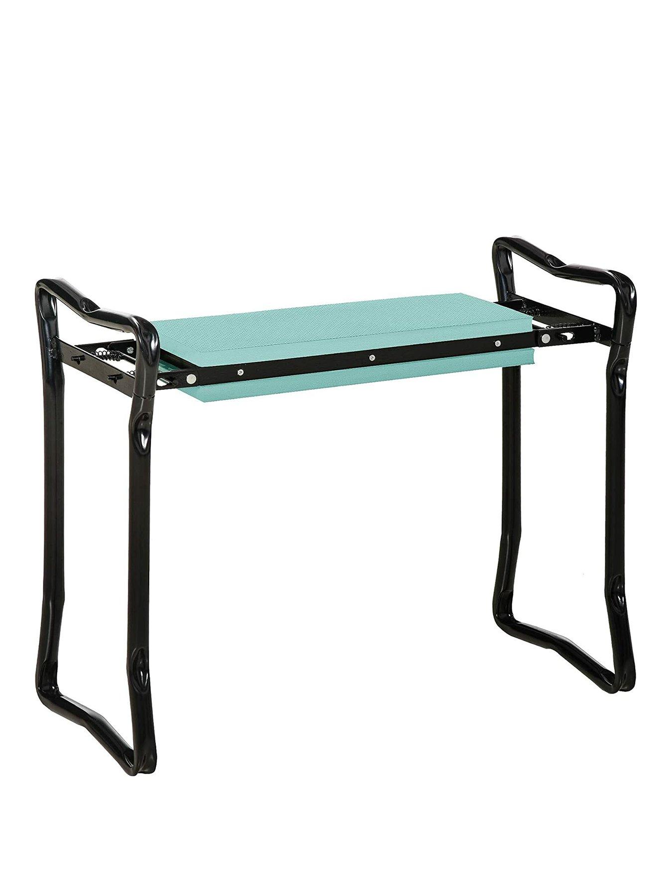  image of outsunny-garden-2-in-1-kneeler-bench-greenblack