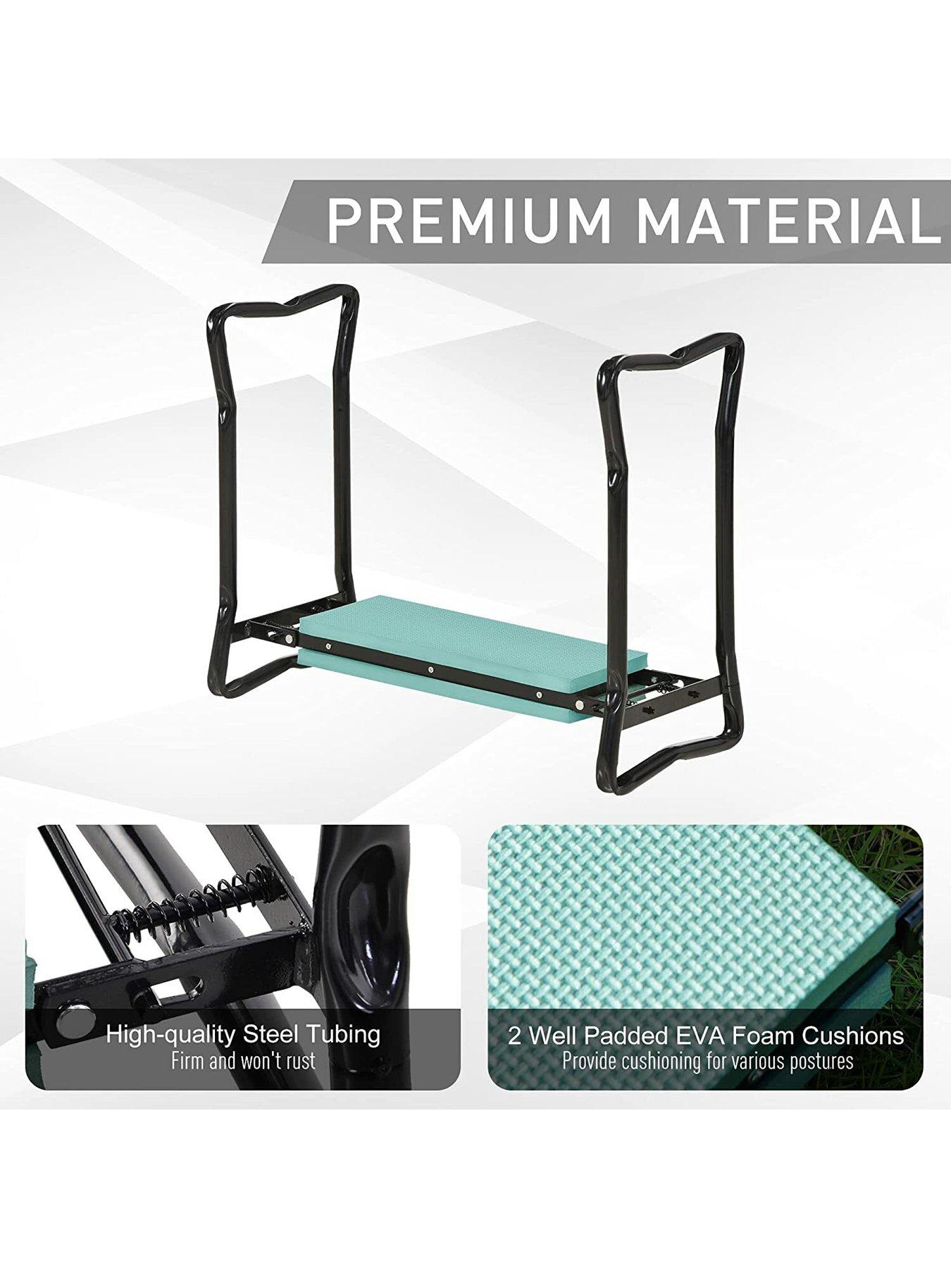  image of outsunny-garden-2-in-1-kneeler-bench-greenblack