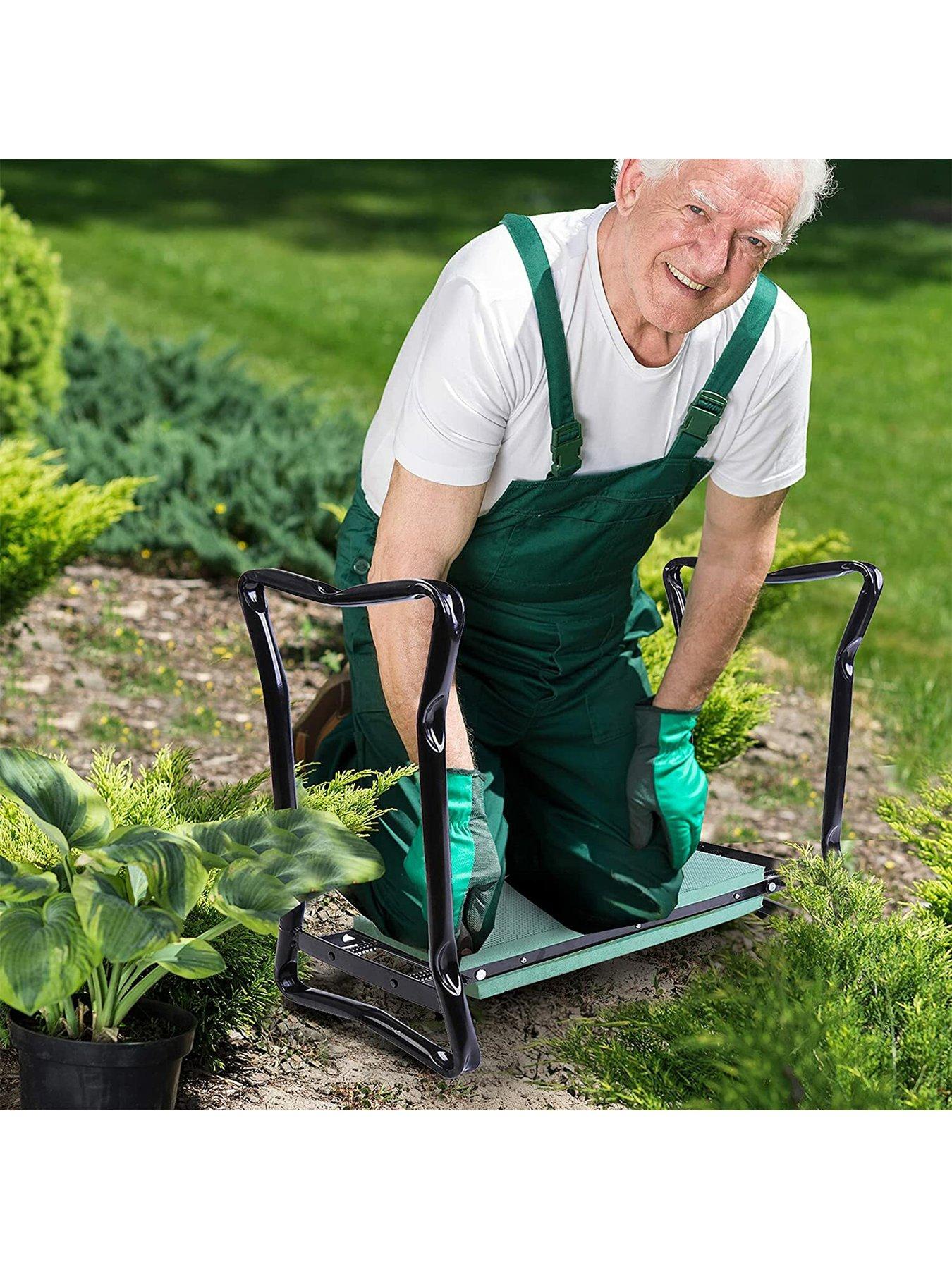  image of outsunny-garden-2-in-1-kneeler-bench-greenblack