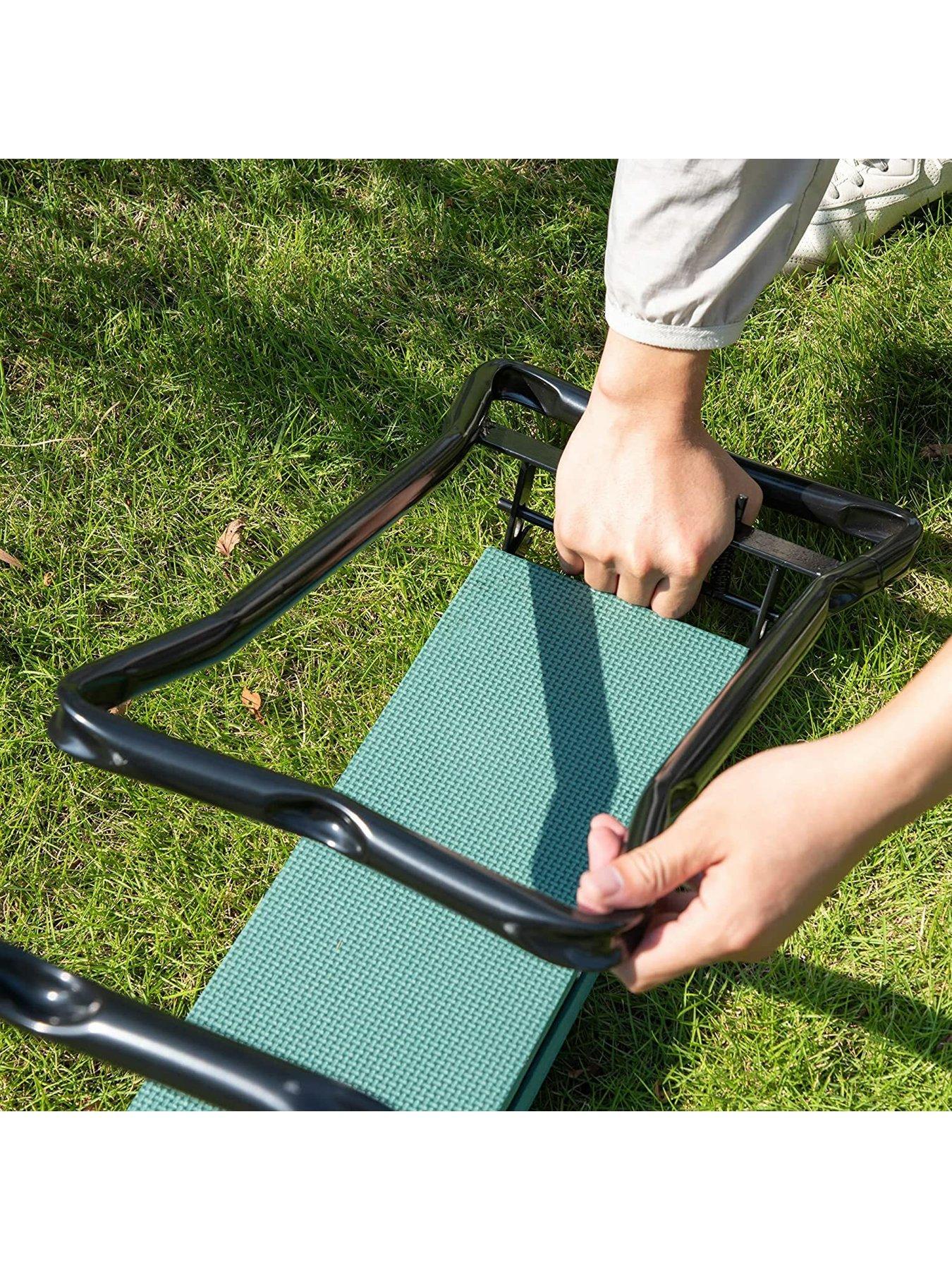  image of outsunny-garden-2-in-1-kneeler-bench-greenblack