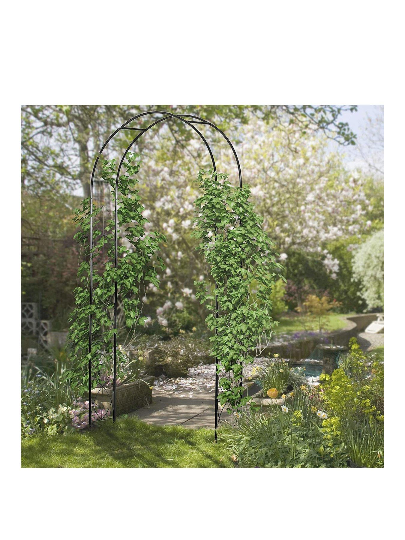 Archway flowers on fishing line  Garden arch, Archway, Outdoor