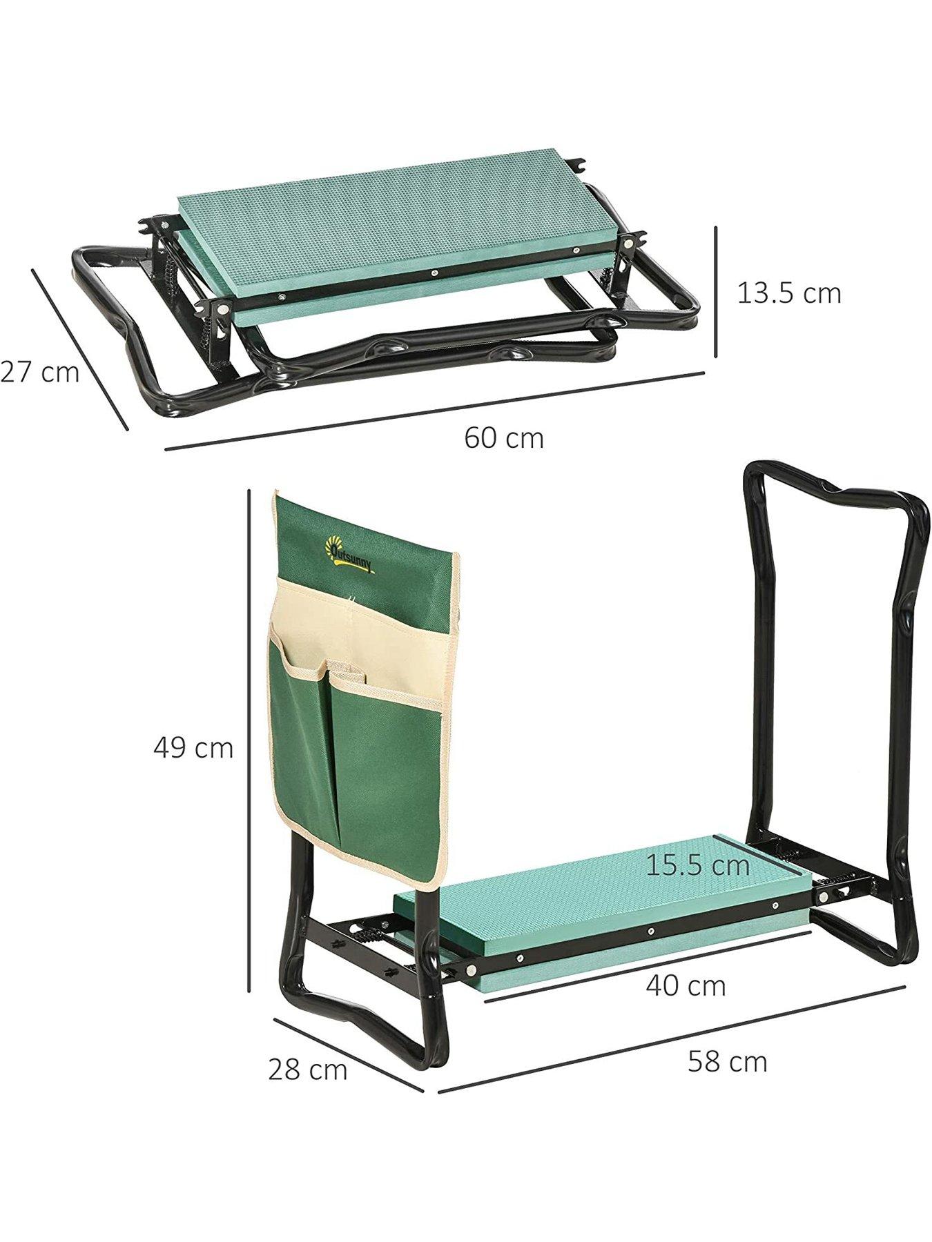 OutSunny Steel Frame Gardening Kneeler Seat w Pouch Green littlewoods