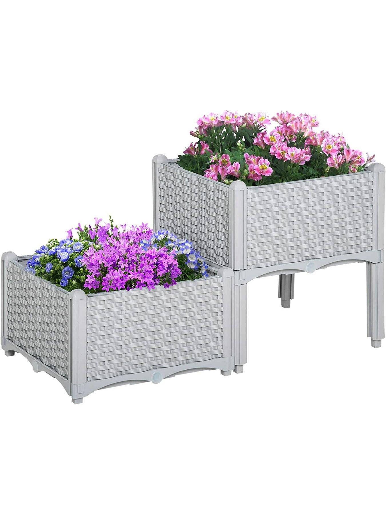  image of outsunny-raised-flower-bed-vegetable-herb-plant-stand-lightweight-40l-x-40w-x-44h-cm