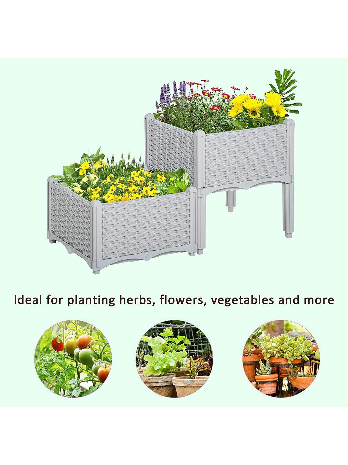  image of outsunny-raised-flower-bed-vegetable-herb-plant-stand-lightweight-40l-x-40w-x-44h-cm