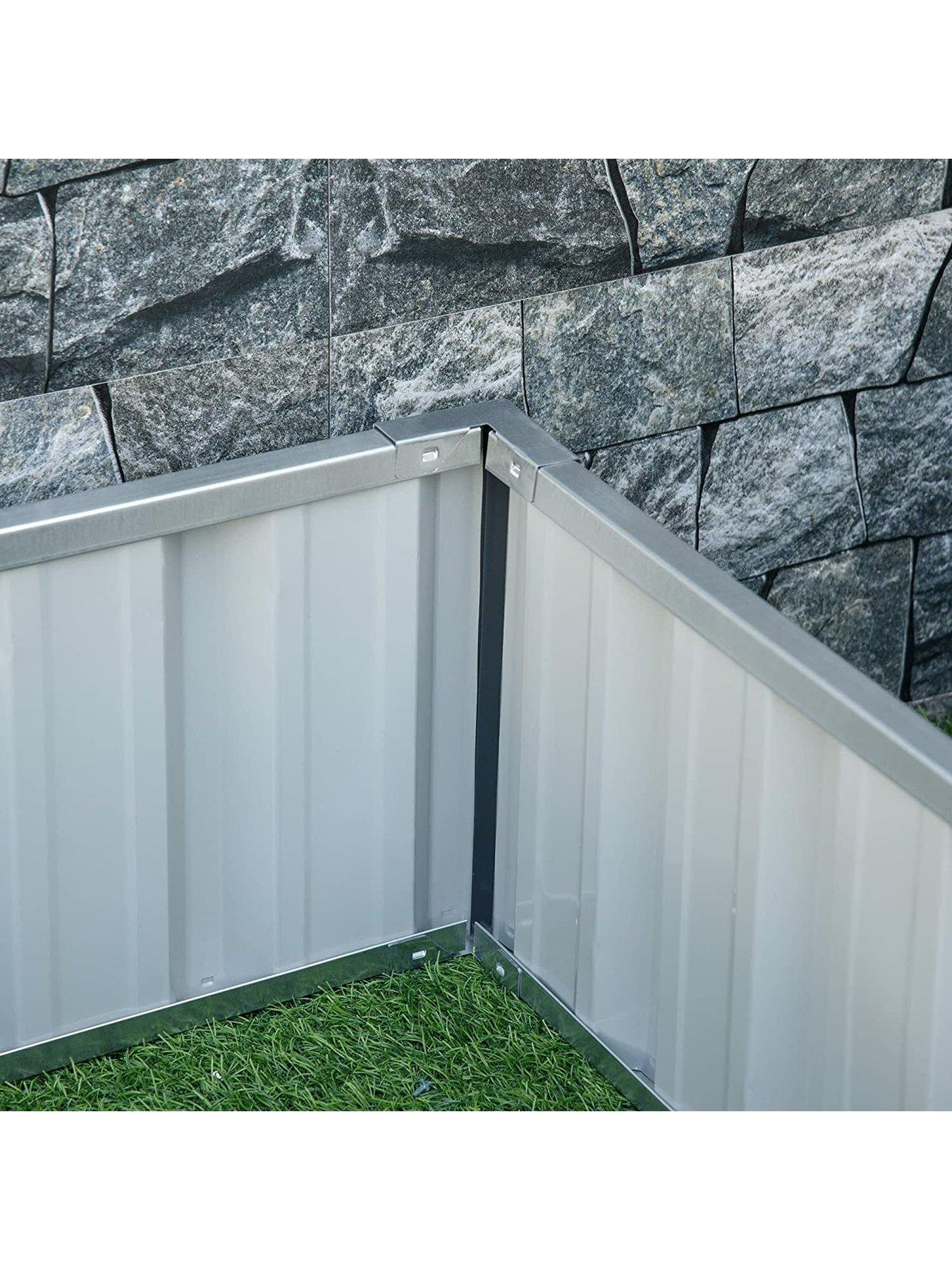  image of outsunny-metal-raised-garden-bed-no-bottom-diy-large-steel-planter-box-w-gloves