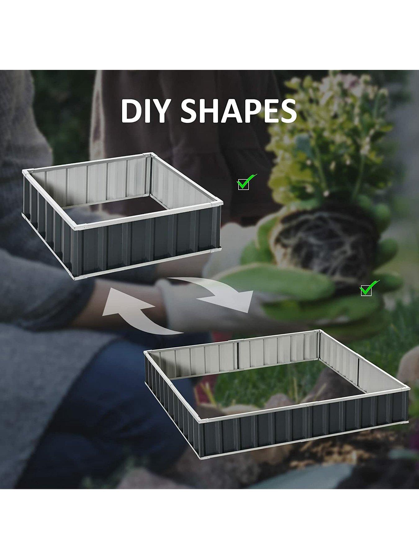  image of outsunny-metal-raised-garden-bed-no-bottom-diy-large-steel-planter-box-w-gloves