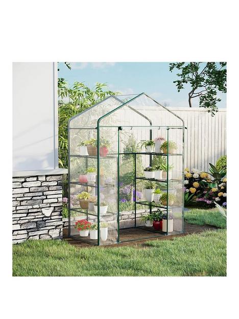 outsunny-143lx73wx195h-cm-steel-frame-polytunnel-greenhouse-deep-green
