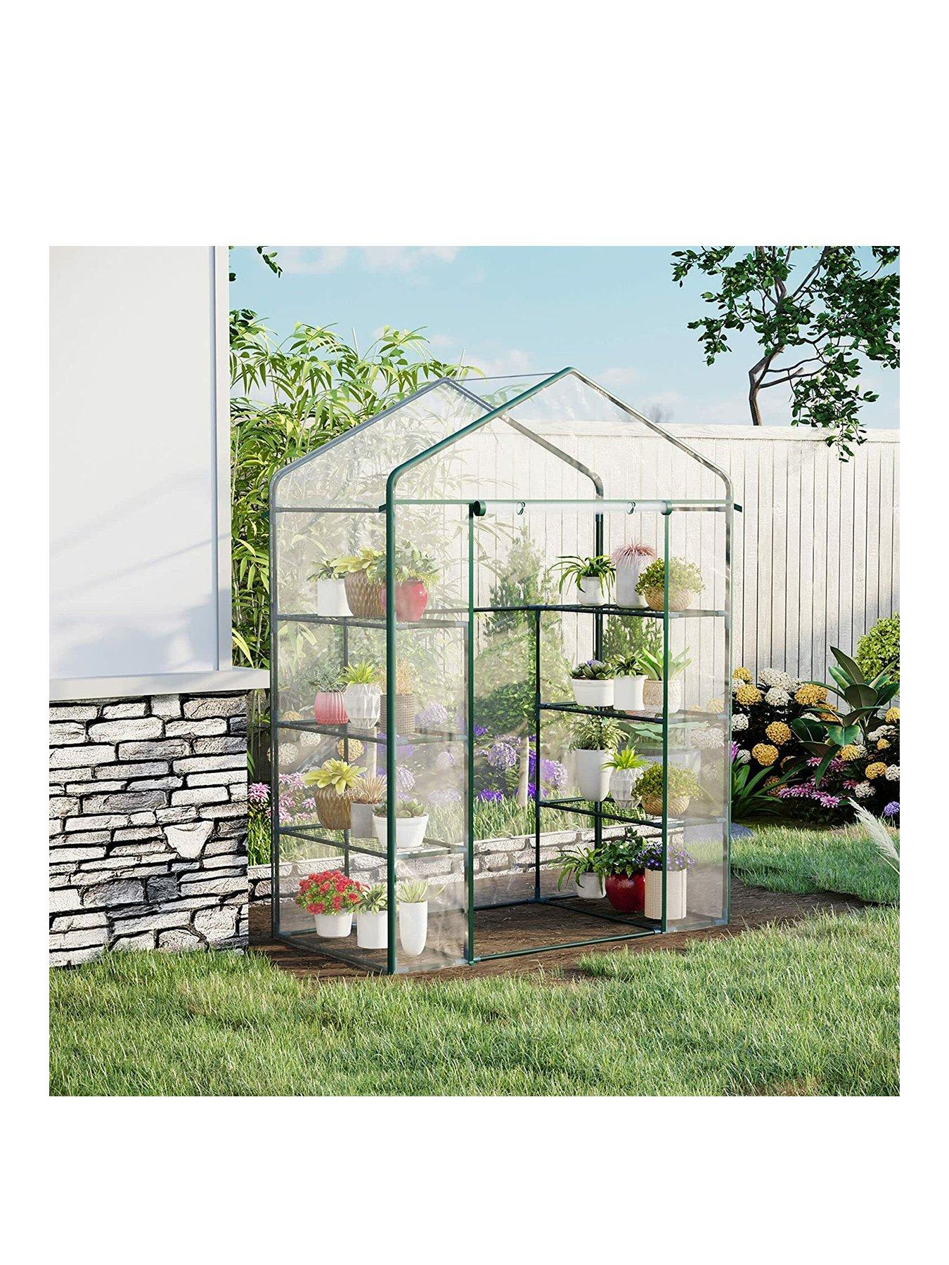 OutSunny 143Lx73Wx195H cm Steel Frame Polytunnel Greenhouse-Deep Green